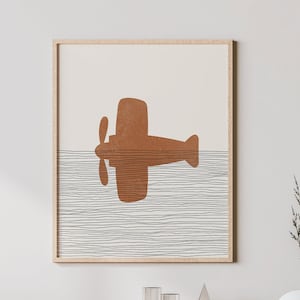 Airplane Print - Boho Airplane Wall Art / Decor, Airplane Nursery Art, Boys Room Decor, Plane Illustration / Picture