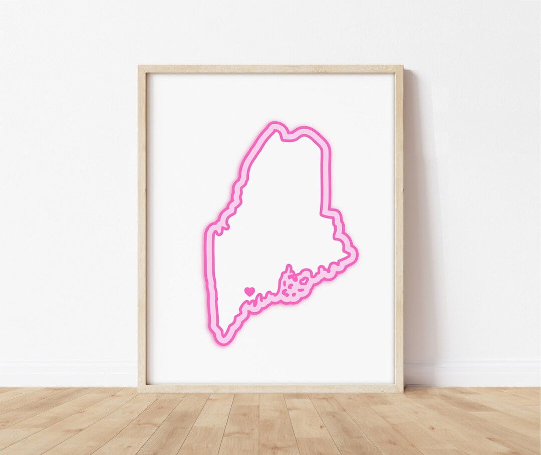 Topsham Maine Art Map With Heart Pink Topsham Print / Etsy