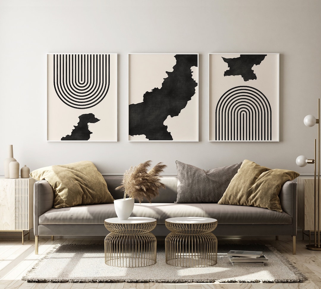 Pakistan Mid Century Modern Wall Art - Minimalist Pakistan Art and Wall