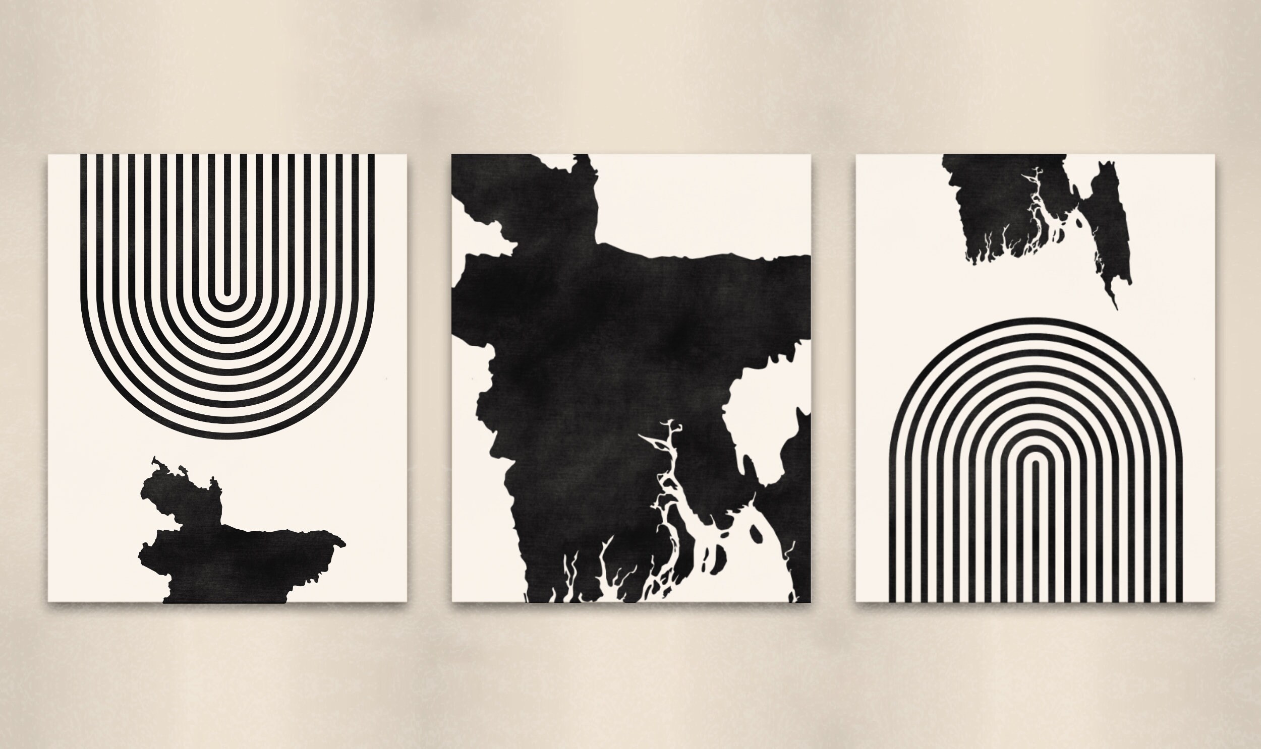 Bangladesh Mid Century Modern Wall Art Minimalist Bangladesh Etsy