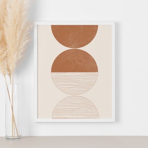 Boho Moon Mid Century Wall Art Décor mural minimaliste Moon, Impressions modernes abstraites du milieu du siècle, Impression dart lunaire image 3