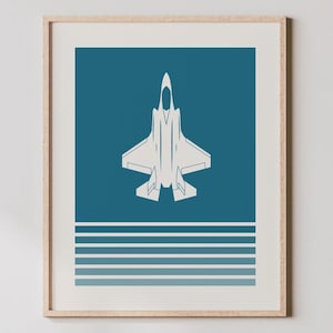 F-35 Art - Fighter Jet Print, Retro Colored F-35 Poster, F-35 Lightning Wall Decor, Fighter Plane Wall Art