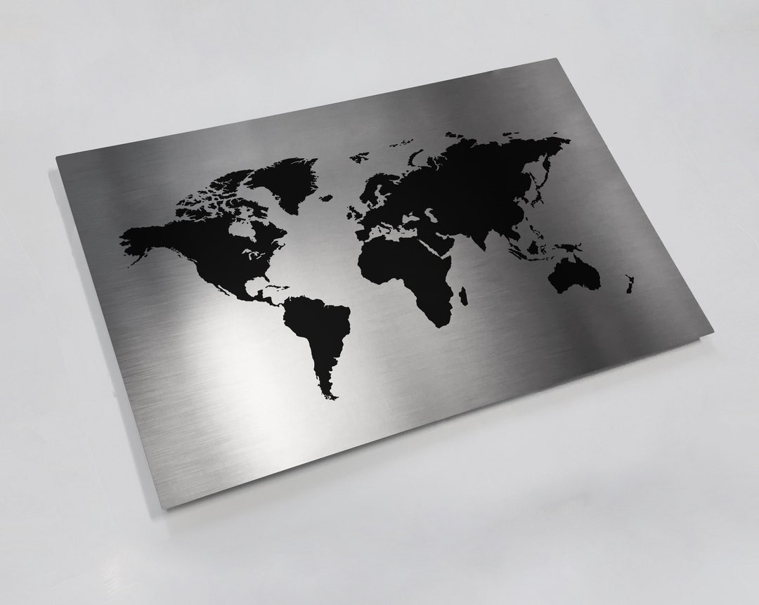 World Map Metal Wall Art Aluminum Metal World Map, Map of the World on Metal, Metal World Map