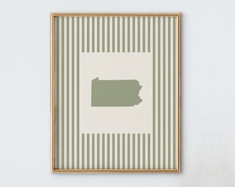 Pennsylvania Nursery Art - Striped Vintage Style Pennsylvania Print - Boys Room / Girls Room Decor