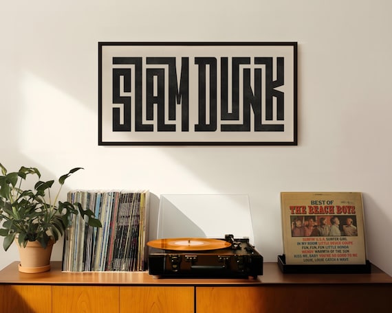 Slam Dunk - Basketball Art / Poster - Custom “Slam Dunk” Typography Print, Sports Wall Art - Boys Room Decor, Basketball Gift