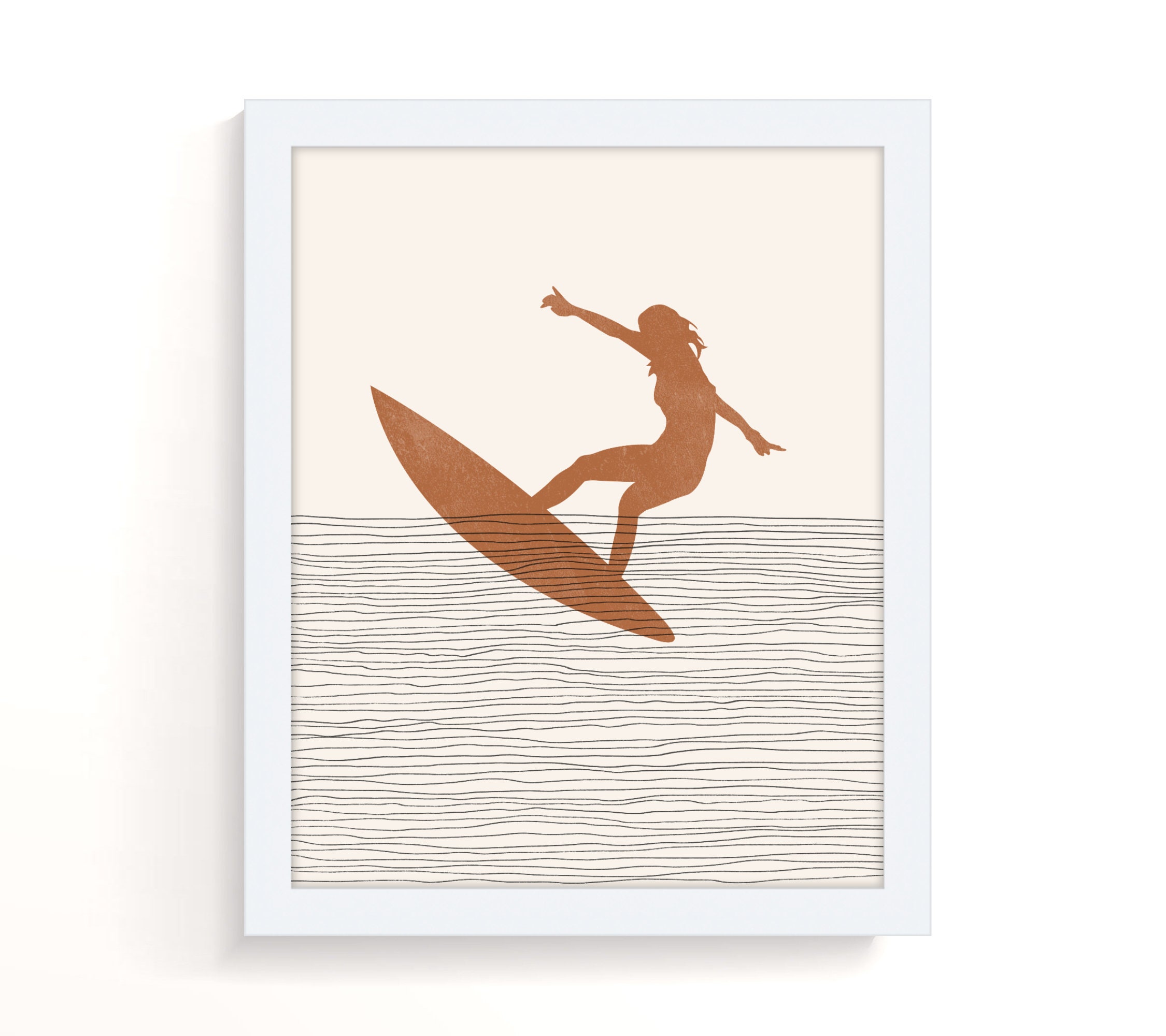 Boho Surfer Girl Print - Surfer Wall Art / Decor, Minimalist
