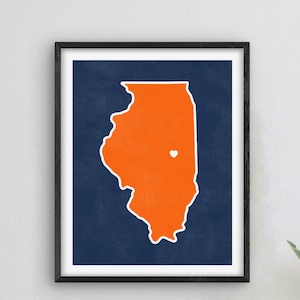 Champaign Illinois Art - College Themen Dekor, Alumni Geschenkidee, Illinois Kunst, Champaign Karte