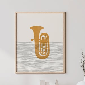 Boho Tuba Print - Tuba Wall Art / Decor, Minimalist Poster, Tuba Illustration, Gift Idea, Music Print