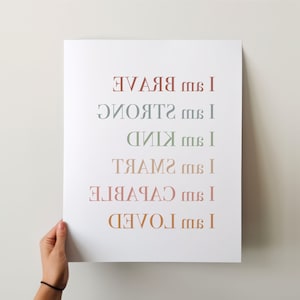Art miroir - Affirmation imprimable - LIRE DANS UN MIROIR, Affirmation positive, Mots inversés - Message miroir, Cadeau pour prendre soin de vous, Imprimable