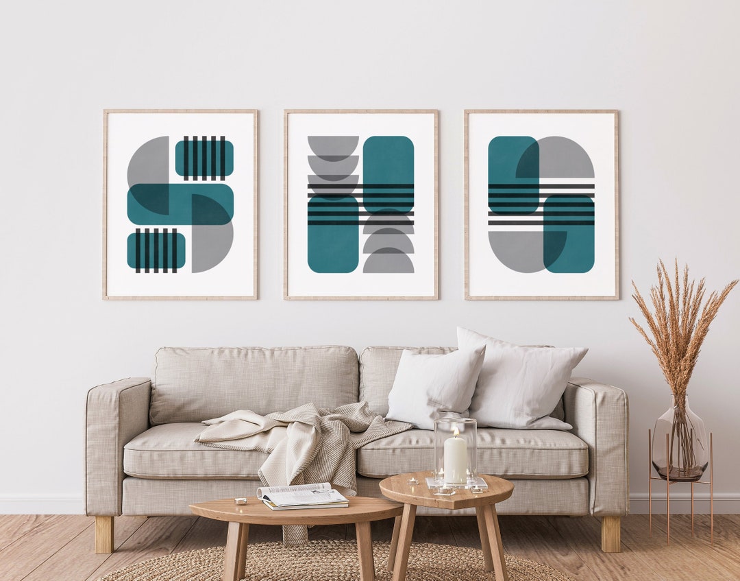 Minimalist Abstract Wall Art - Mid Century Modern Wall Decor, Set of 3 ...