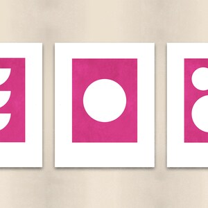 Fuschia Wall Art - Minimalist Geometric Prints - Mid Century Modern ...