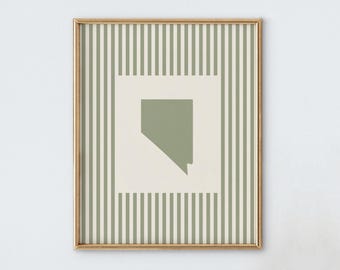 Nevada Nursery Art - Striped Vintage Style Nevada Print - Boys Room / Girls Room Decor