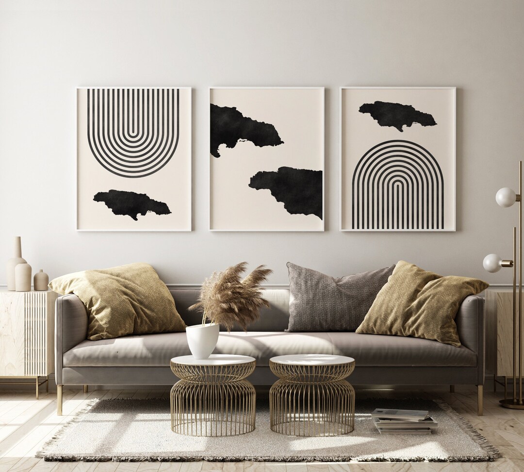 Jamaica Mid Century Modern Wall Art Minimalist Jamaica Art and Wall