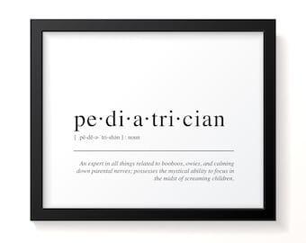 Definición de pediatra - Regalo de la facultad de medicina - Doctor - Arte mural - Impresión de diccionario - Consultorio del pediatra - Decoración del consultorio del médico