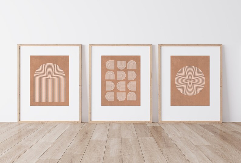 Mid Century Modern Wall Art Set of 3 Wall Art Abstract Art - Etsy