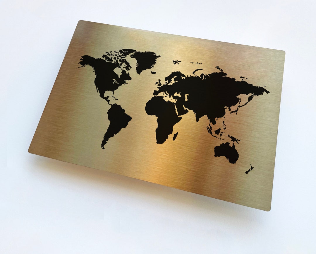 Bronze Metal World Map World Map Metal Wall Art, Map of the World on Metal, Bronze Colored Metal