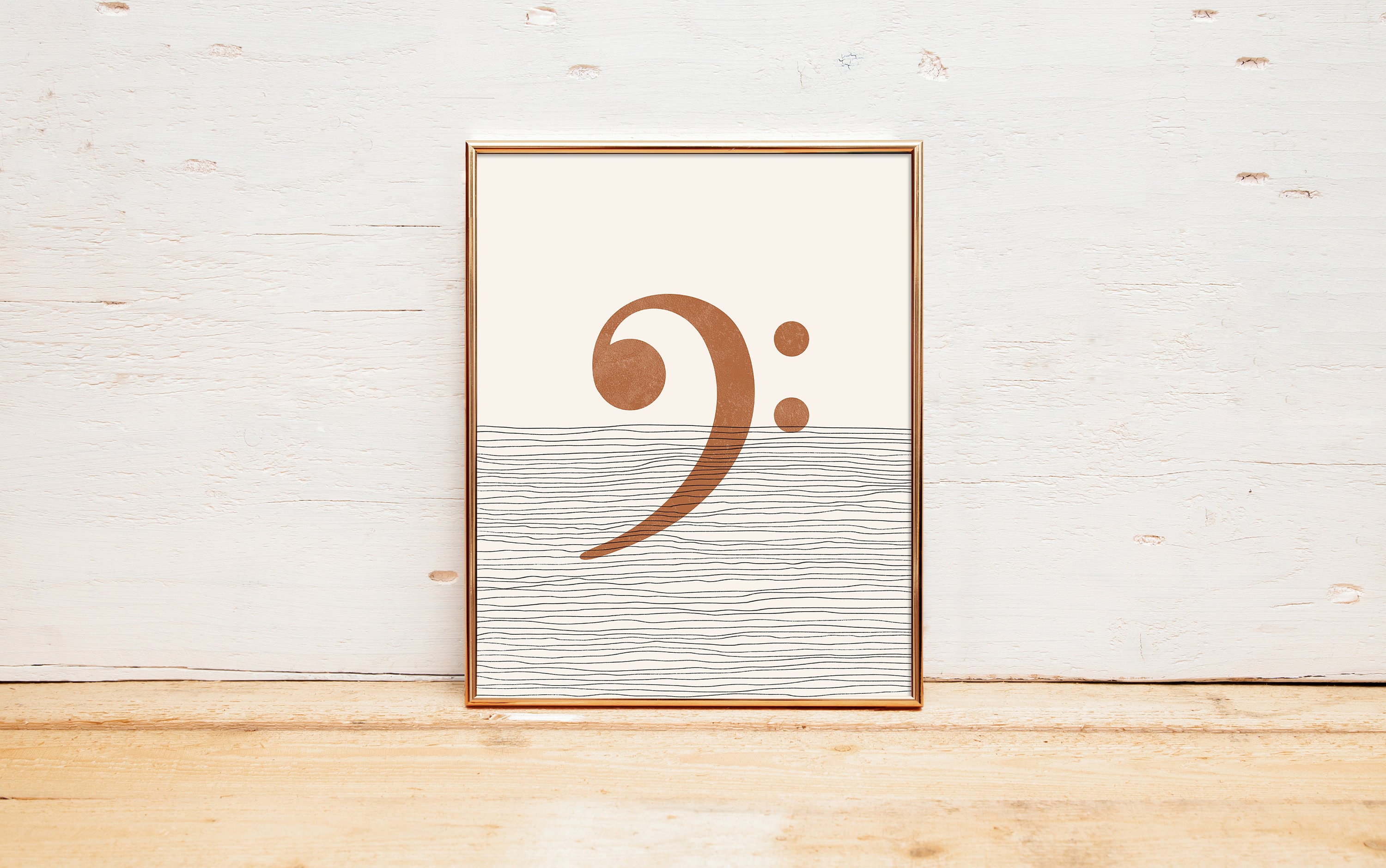 Boho Bass Clef Print - Bass Clef Wall Art / Decor, Minimalist Poster ...