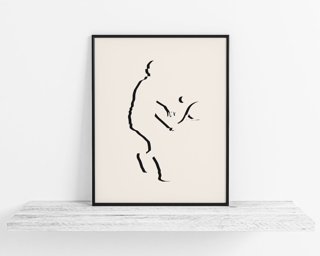 Minimalist Tennis Art Modern Tennis Poster, Boy Tennis Player Gift