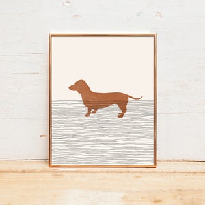 Boho Daschund Print - Daschund Wall Art / Decor, Minimalist Poster, Daschund Illustration, Dog Lover Gift Idea, Wiener Dog image 2