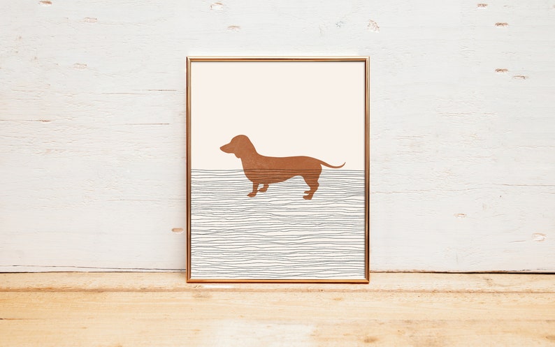 Boho Daschund Print - Daschund Wall Art / Decor, Minimalist Poster, Daschund Illustration, Dog Lover Gift Idea, Wiener Dog image 2