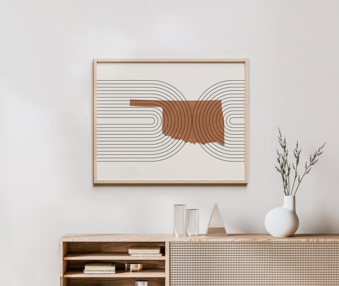 Mid Century Modern Wall Art Minimalist Oklahoma Wall Art and - Etsy