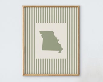 Missouri Nursery Art - Striped Vintage Style Missouri Print - Boys Room / Girls Room Decor