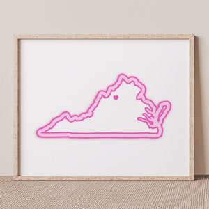 Harrisonburg Virginia Art - Map with Heart, Pink Harrisonburg Print / Poster - Harrisonburg Virginia Picture, Wall Art