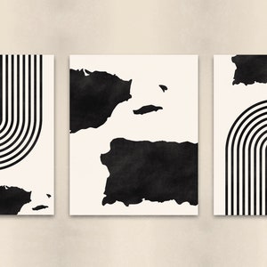 Puerto Rico Mid Century Modern Wall Art Minimalist Puerto Rico Art and Wall Decor, Puerto Rico Map Print Set of 3 image 4