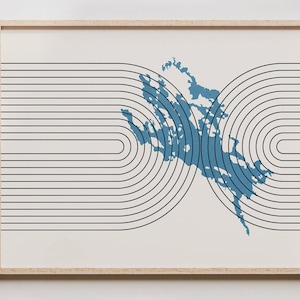 Lake Winnipesaukee Print - Mid Century Modern Lake Winnipesaukee Art, Lake Winnipesaukee Gift, Lake house decor and gift, lake silhouette
