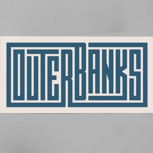 May include: A white sticker with a blue graphic of the word "OUTER BANKS" in a stylized font.