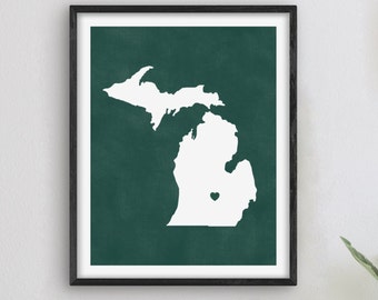 Lansing Missouri Art - College Themed Dekor, Alumni Geschenkidee, Portait, Lansing Karte