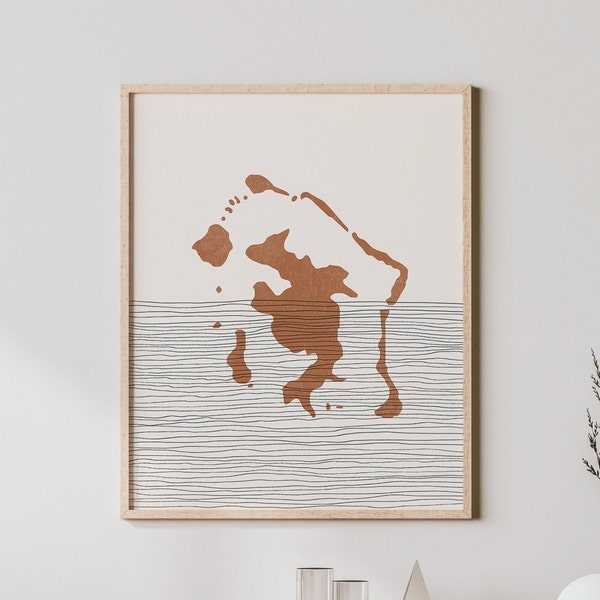 Bora Bora Art Print - Boho Bora Bora Island Wall Art, Bora Bora French Polynesia Travel Poster, Wall Decor / Gift