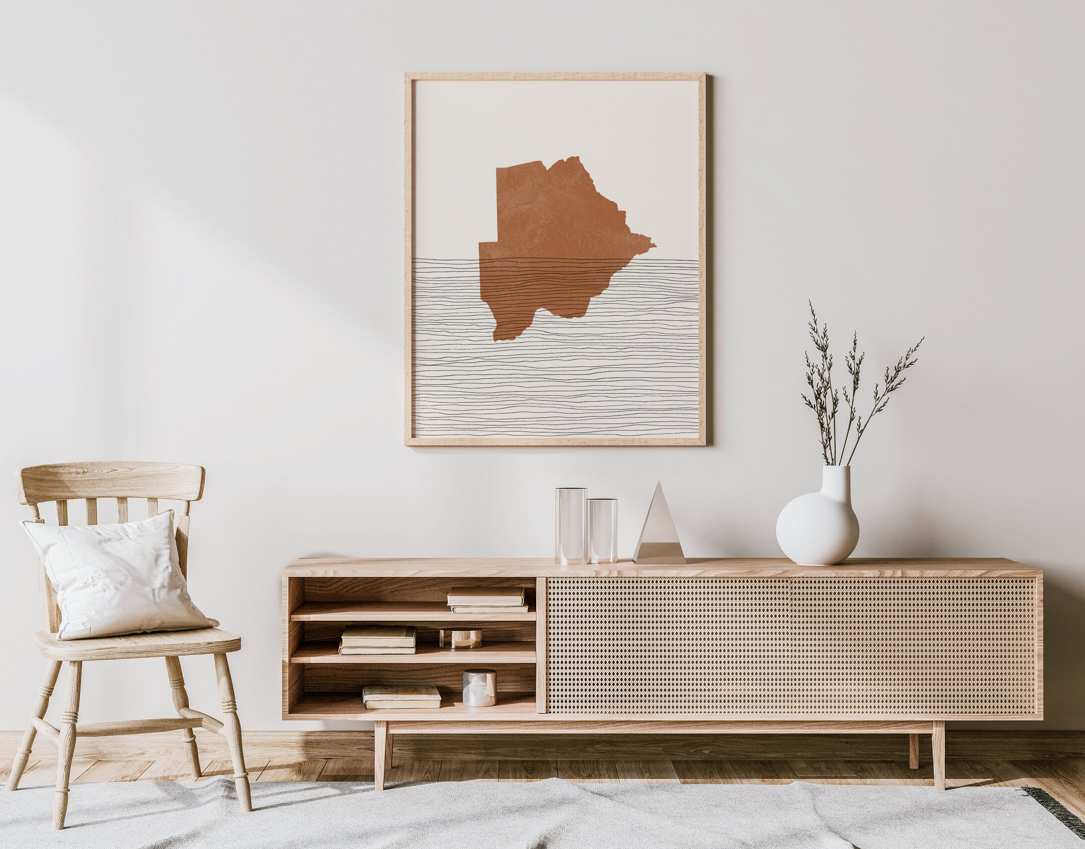 Botswana Print - Boho Botswana Wall Art and Decor, Country Travel Poster, Botswana Map Silhouette and Gift Idea