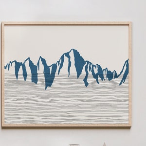 Mount Whitney  Art Print - Sierra Nevada Range, California - Mt Whitney  Outline / Silhouette - Wall Art, Travel Poster
