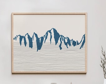 Mount Whitney  Art Print - Sierra Nevada Range, California - Mt Whitney  Outline / Silhouette - Wall Art, Travel Poster