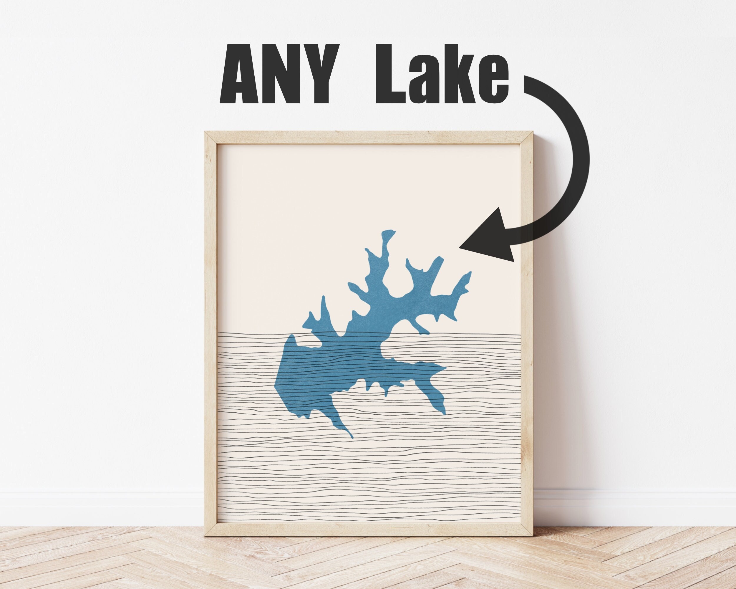 Custom Lake Map - Personalized From Any Lake, Lake House Wall Decor, Lake Cabin Art Print and Gift Idea