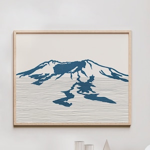 Mount St Helens Art Print - Volcano, Washington - Mount St Helens Outline / Silhouette - Wall Art, Travel Poster