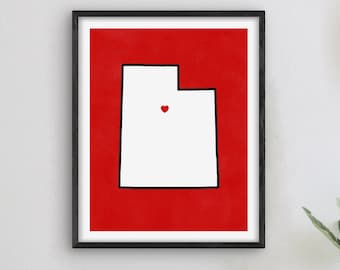 Salt Lake City Utah Art - College thema decor, cadeau-idee alumni, Utah kunst, kaart Salt Lake City