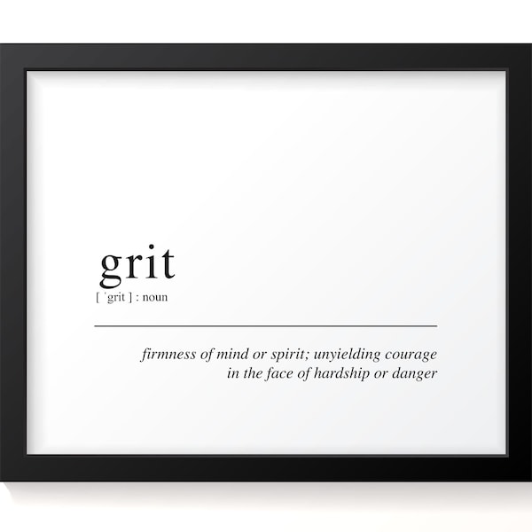Grit Definition Sign Etsy