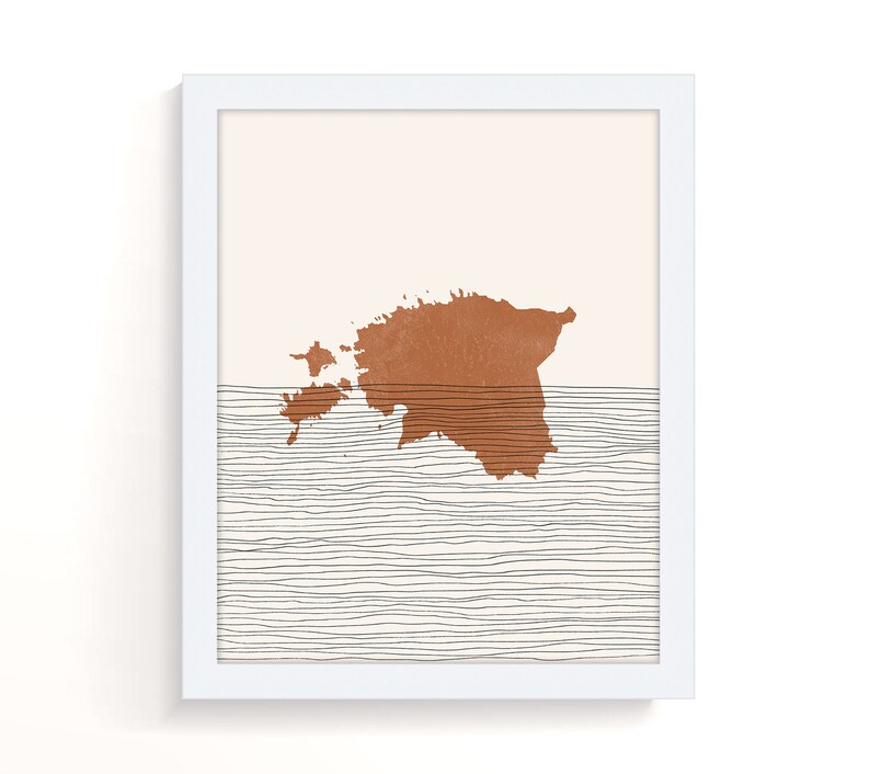 Estonia Print - Boho Estonia Wall Art and Decor, Country Travel Poster, Estonia Map Silhouette and Gift Idea image 2