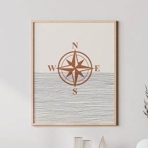 Boho kompas print - kompas muurkunst / decor, minimalistische poster, kompas illustratie, cadeau-idee