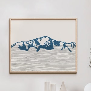 Pikes Peak Art Print - Rocky Mountains, Colorado - Pikes Peak Outline / Silhouette - Wall Art, Travel Poster