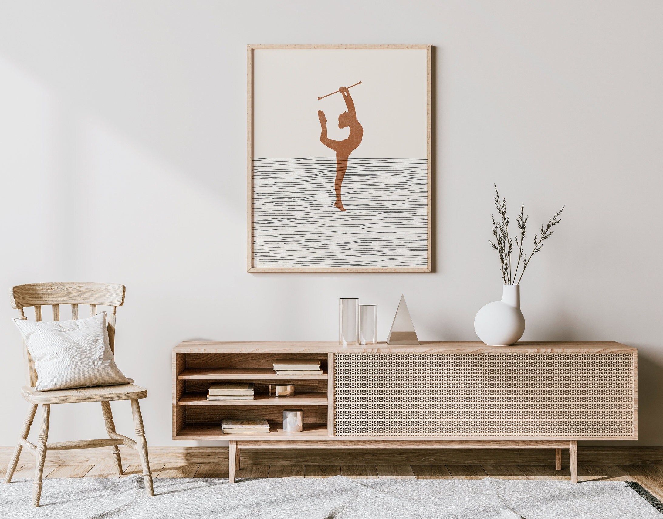 Boho Baton Twirler Print - Baton Twirler Wall Art / Decor, Minimalist Baton Twirling Poster, Girl Majorette Illustration, Teammate Gift
