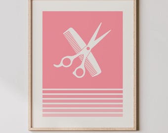 Hair Dresser Art - Hair Salon Print, Retro Colored Hair Dresser Poster, Hair Stylist Wall Decor, Hair Cutter Wall Art
