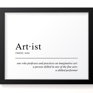 Artist Dictionary Definition Print - Typographical Art Print, Inspiring Gift for Artists, Inspirational Art Print