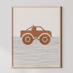 Monstertruck Poster - Boho Monstertruck Wandkunst / Dekor, Monstertruck Kinderzimmer Kunst, Jungen, LKW Illustration / Bild