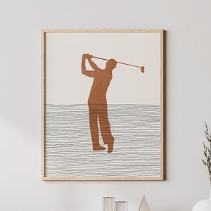 Boho Golfer Print - Golfer Wall Art / Decor, Minimalist Poster, Golf Illustration, Teammate Gift