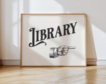Library Wall Art – Book Lovers Print, Home Library Decor Sign, Reading Nook Print, Minimalist Typography Poster, Study Room Art