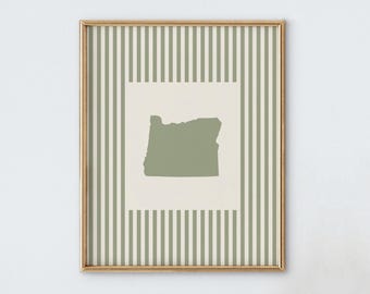 Oregon Nursery Art - Striped Vintage Style Oregon Print - Boys Room / Girls Room Decor