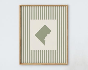 Washington DC Nursery Art - Striped Vintage Style Washington DC Print - Boys Room / Girls Room Decor